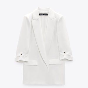 Zara White Blazer with rolled-up sleeves